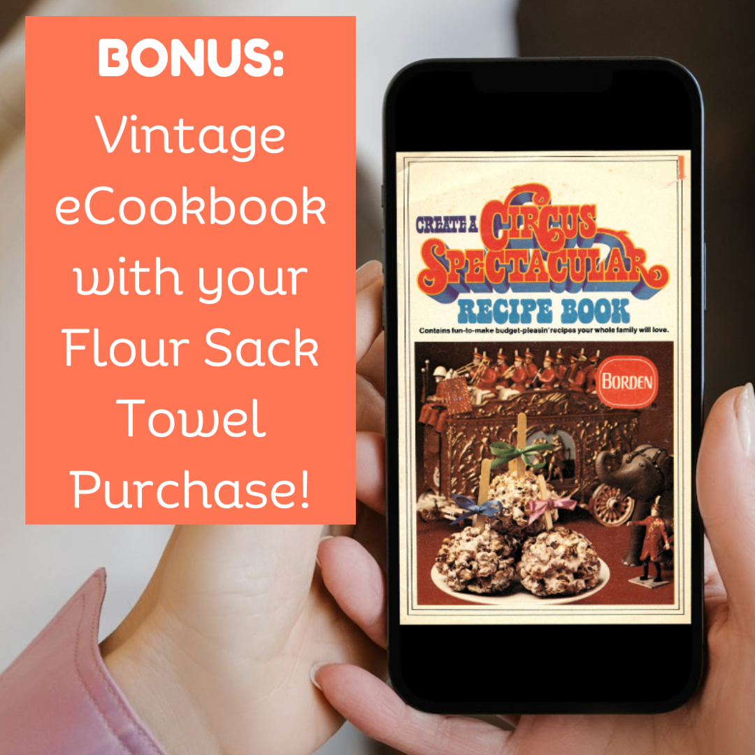 Greatest Show On Earth - Flour Sack Towel + Bonus Vintage Cookbook