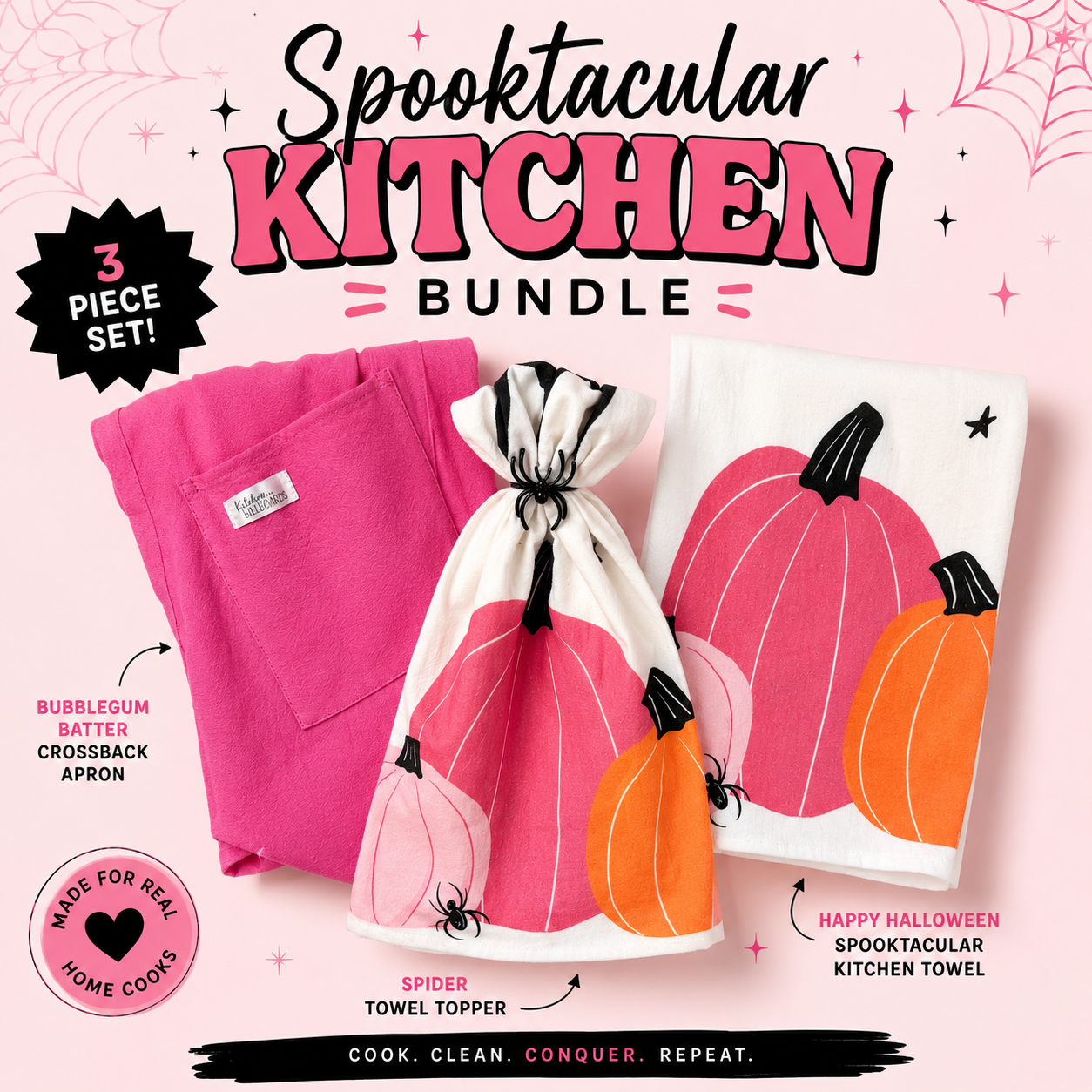 The Spooktacular Haunted Kitchen Bundle - Apron + Towel + Topper