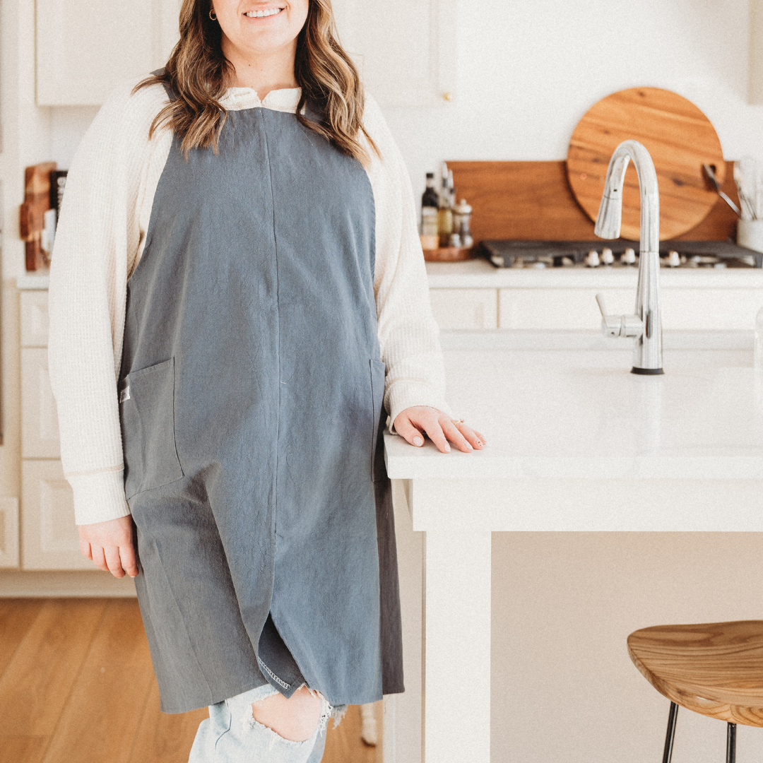 Cross Back Apron - Peacock Blue