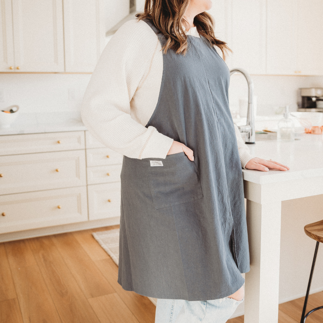 Cross Back Apron - Peacock Blue