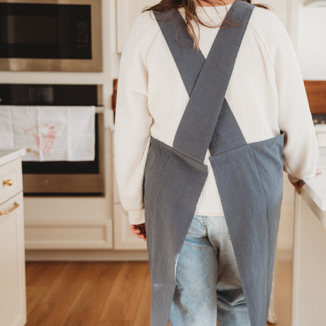 Cross Back Apron - Peacock Blue