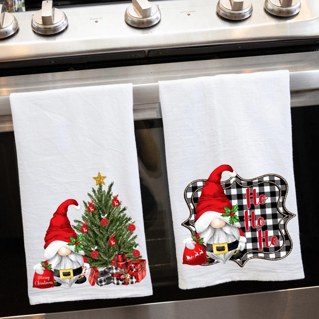 Merry Christmas Santa Gnome Kitchen Towel