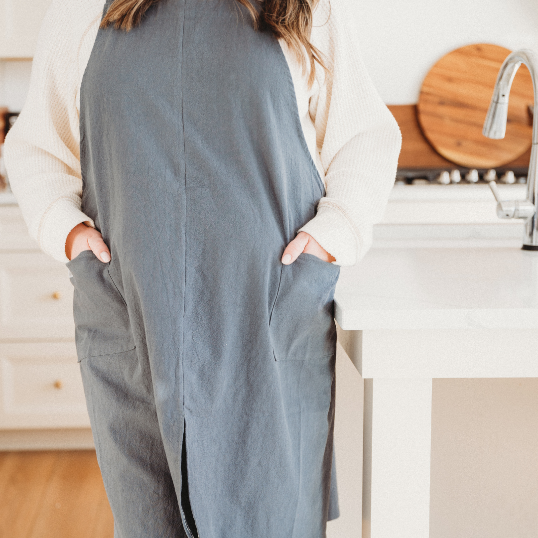 Cross Back Apron - Peacock Blue