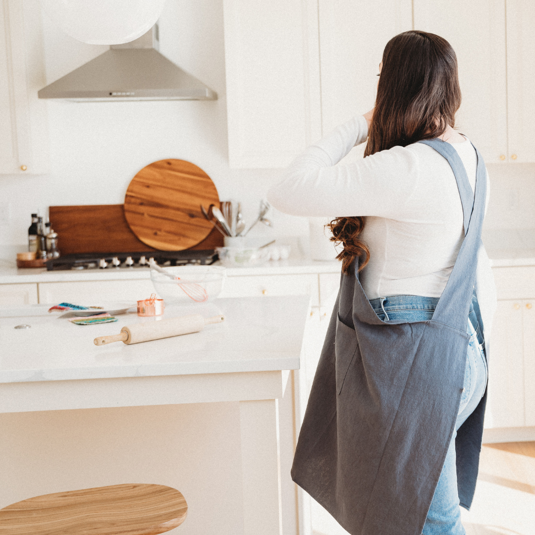 Cross Back Apron - Peacock Blue