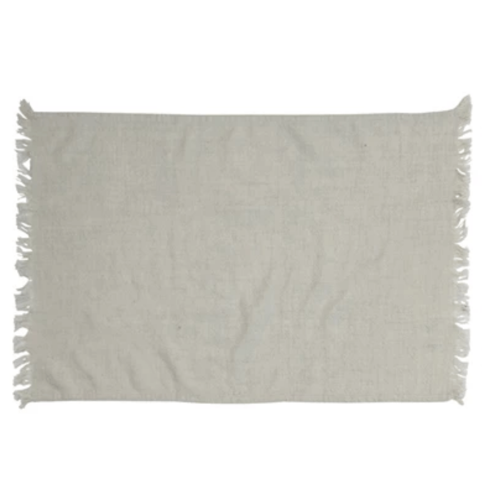 Gray Cotton Slub Towel with Fringe