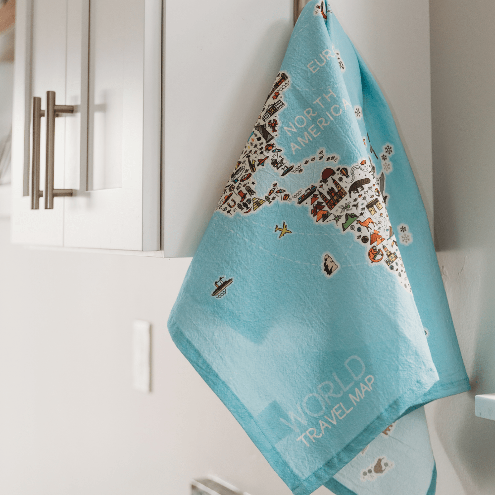 World Traveler Map - Flour Sack Towel