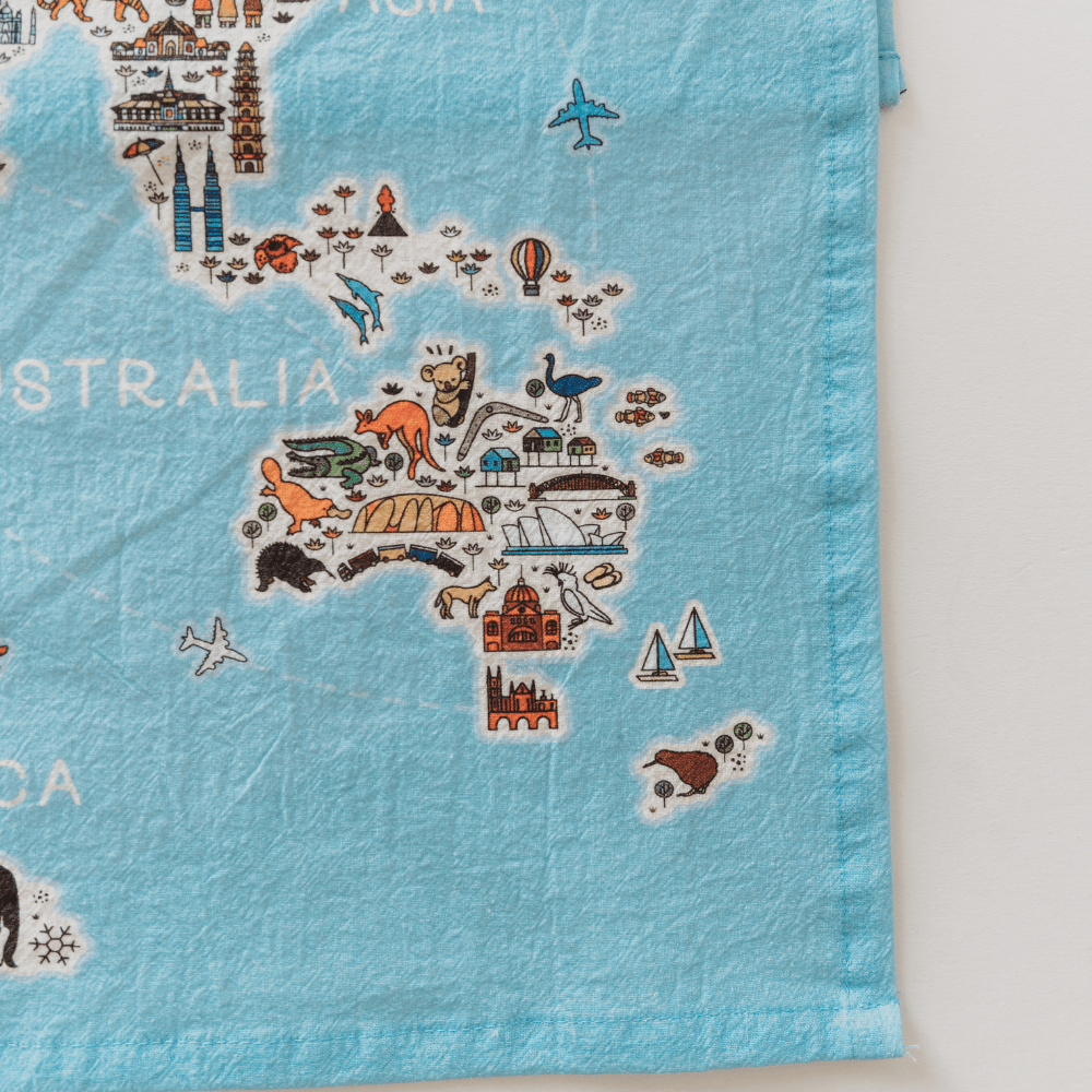 World Traveler Map - Flour Sack Towel