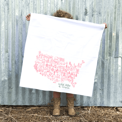 USA Travel Map - Flour Sack Towel
