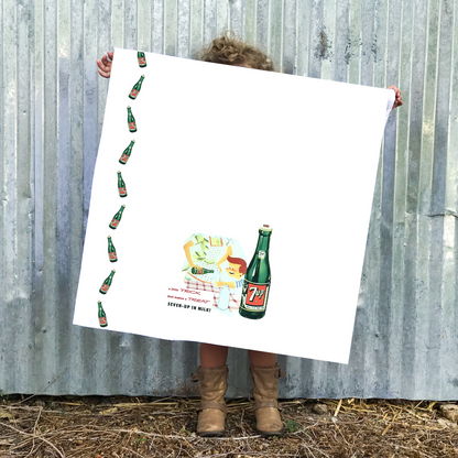 1953 7-Up “Fresh Up” Vintage Flour Sack Towel + Vintage Cookbook File Card