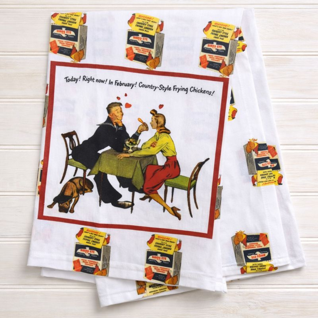 The Frozen Dinner Date - Vintage Flour Sack Towel