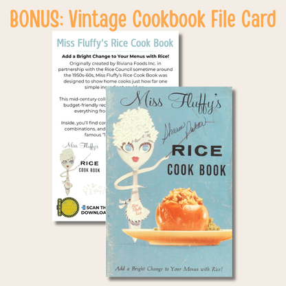 Miss Fluffy's Rice - Vintage Flour Sack Towel + Bonus Cookbook
