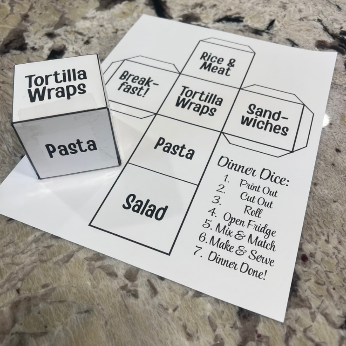Menu Bullets Dice Dinner Winner Dice – Kitchen BillBoards