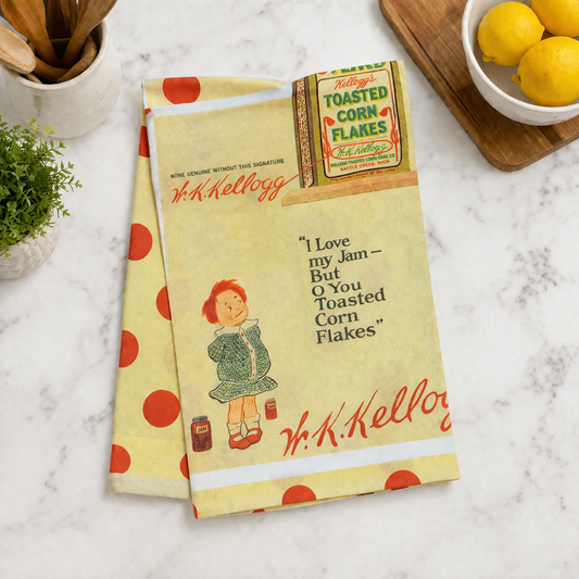 “I Love My Jam — But Oh, You Toasted Corn Flakes” - Vintage Flour Sack Towel + Bonus Cookbook