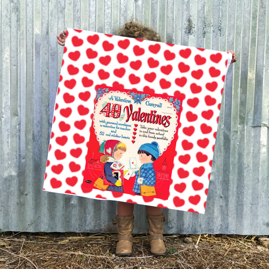 Sweethearts & School Days - 1950s Valentine Vintage Flour Sack Towel