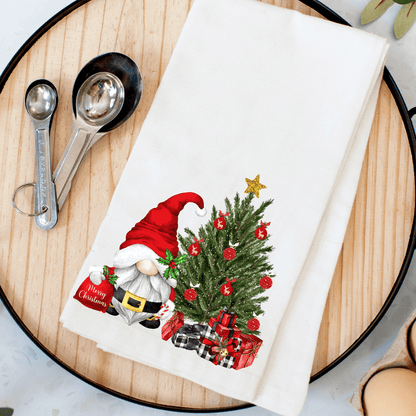 Merry Christmas Santa Gnome Kitchen Towel