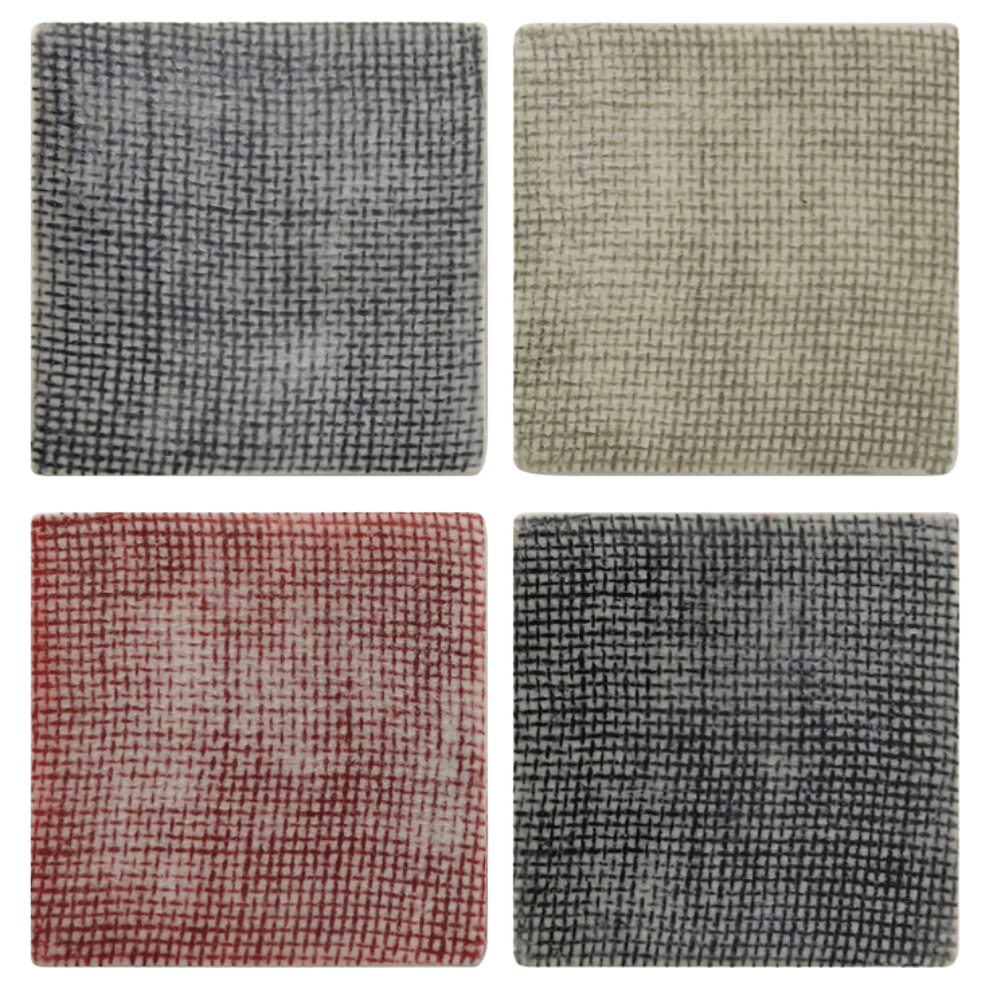 Coasters with Embossed Cloth Pattern, Set of 4