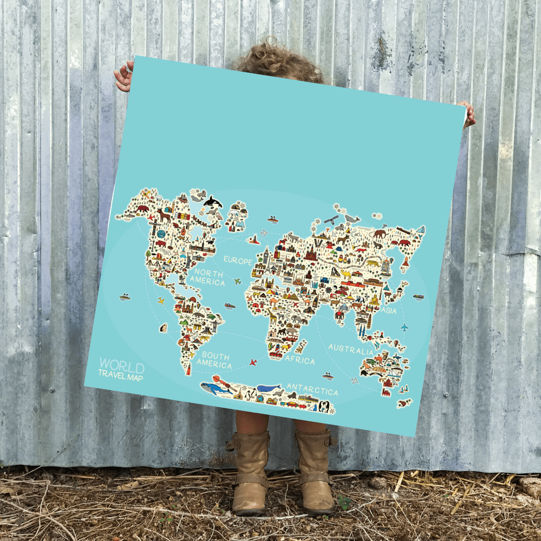 World Traveler Map - Flour Sack Towel