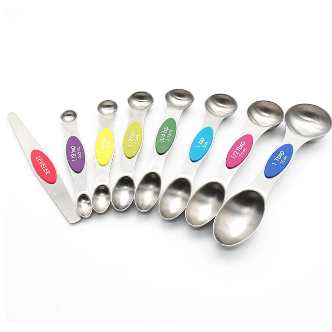 Magnetic Measuring Spoons 8-piece Set with Leveler – Kitchen BillBoards