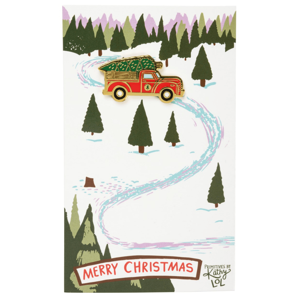 Christmas Truck & Tree - Enamel Note Card