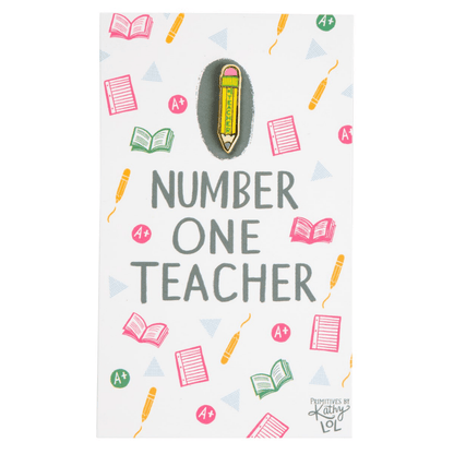 Number One Teacher - Enamel Note Card