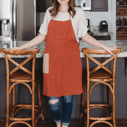 Orange Color Block All-Day Classic Apron