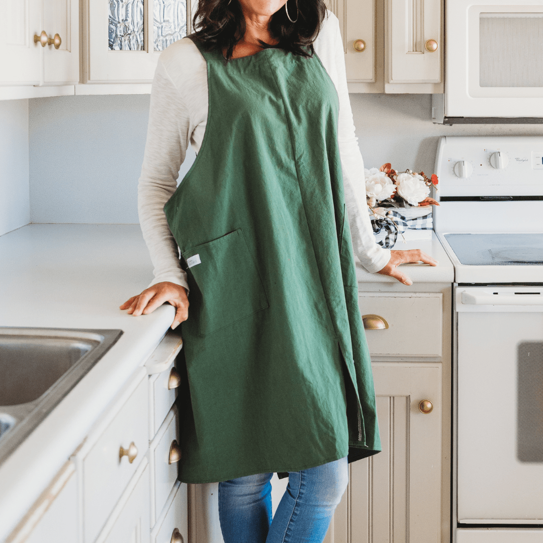 Cross Back Apron - Olive Green