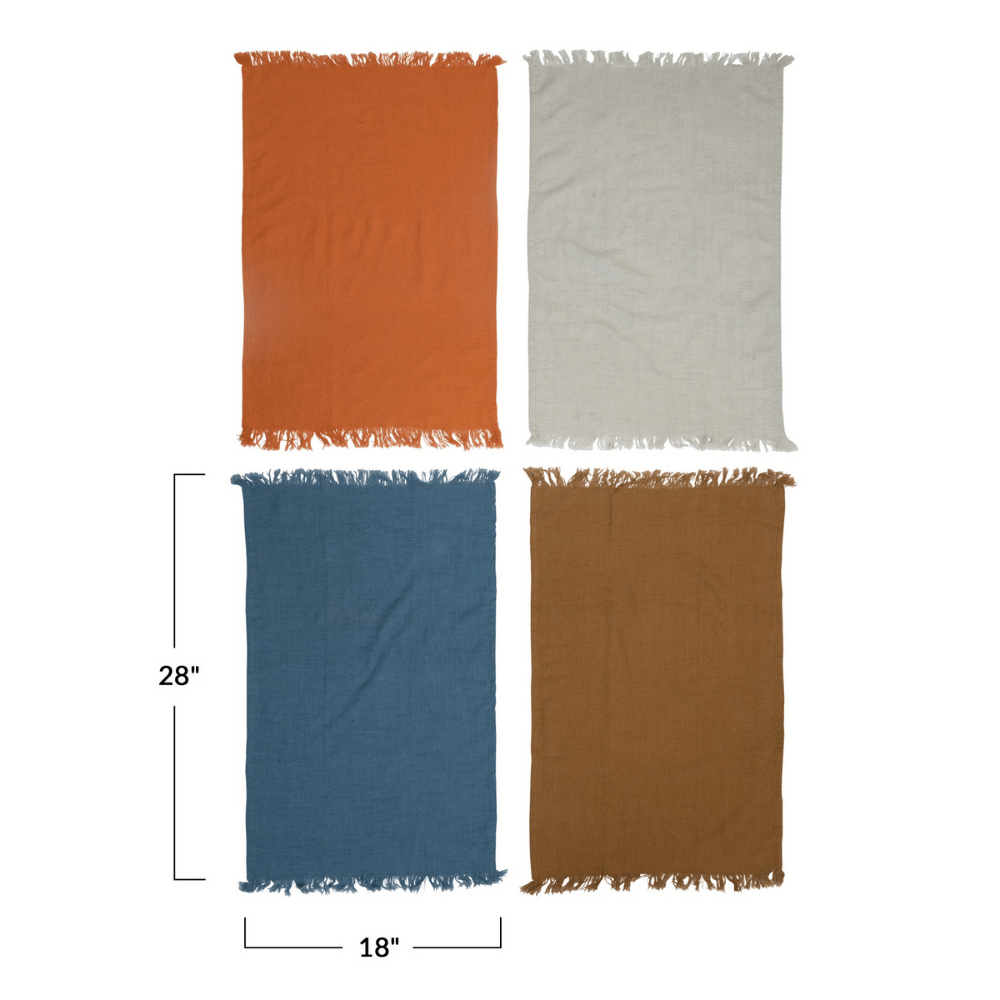 Orange Cotton Slub Towel with Fringe