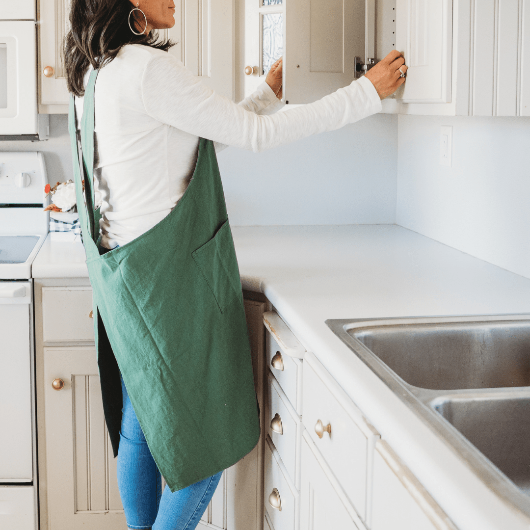 Cross Back Apron - Olive Green