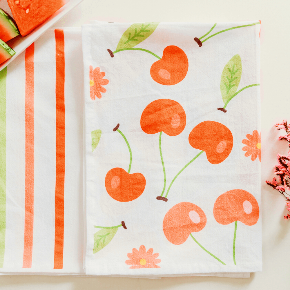 Cherry Stripes - Flour Sack Towel