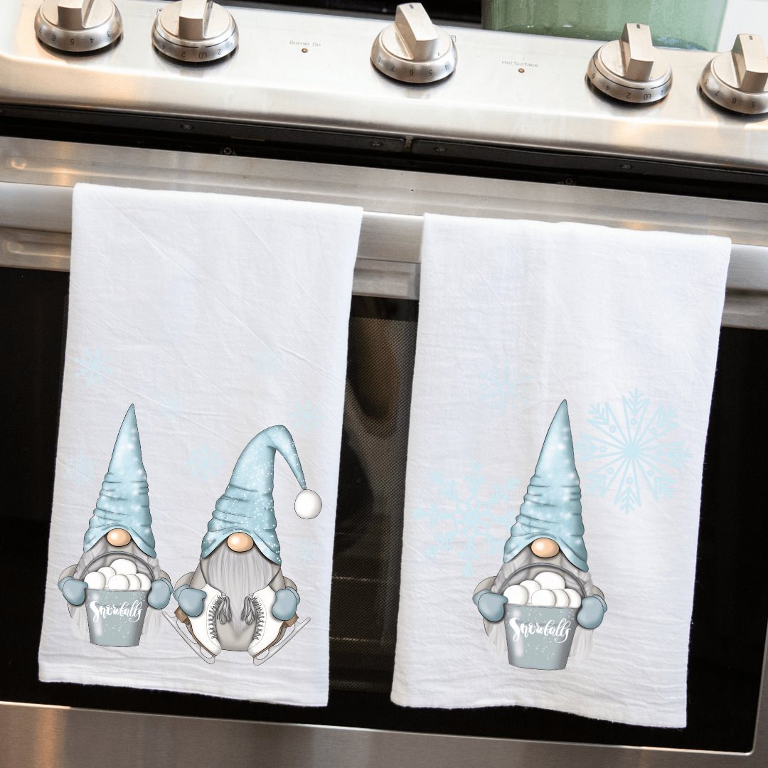 Snowballs & Skates Gnome Kitchen Towel