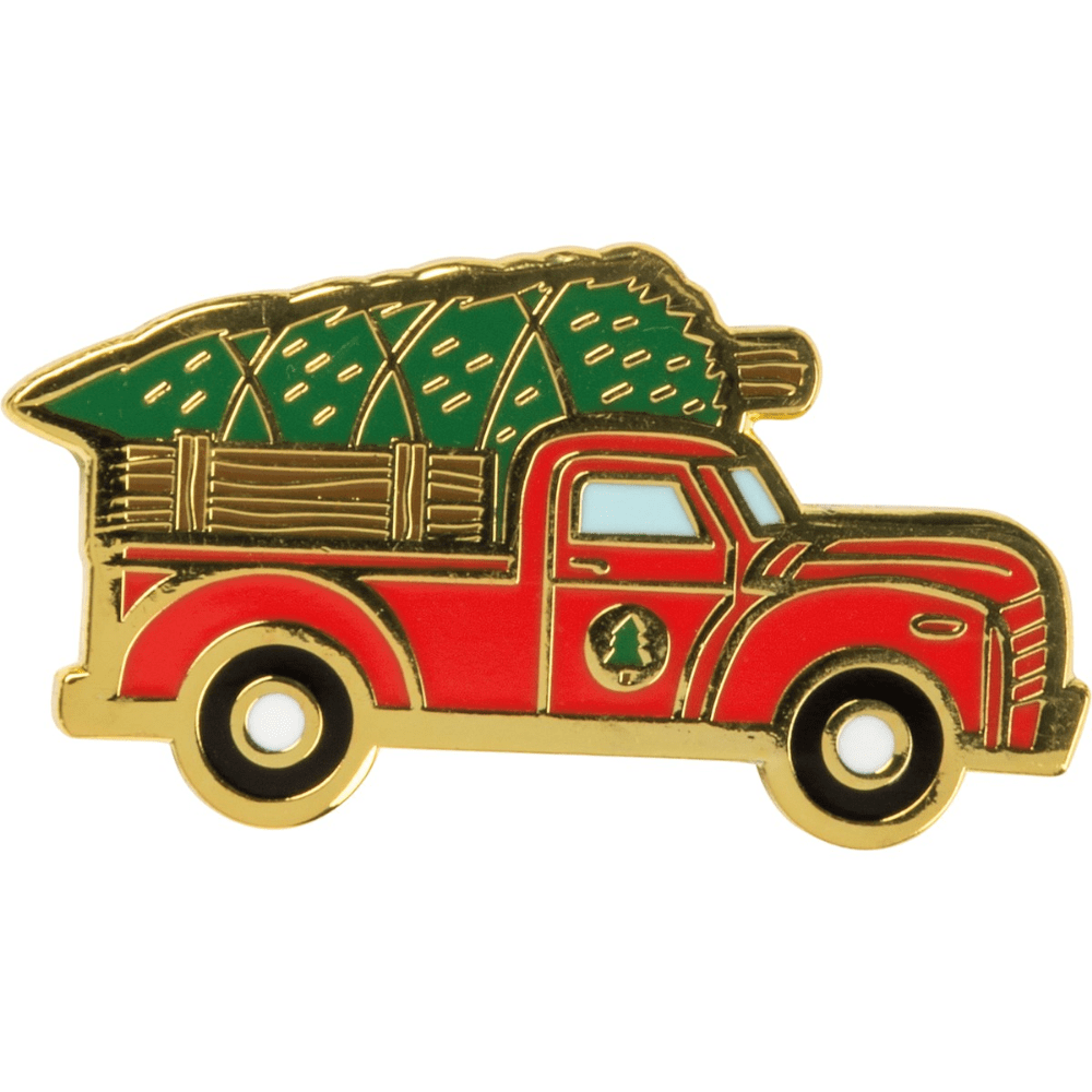 Christmas Truck & Tree - Enamel Note Card