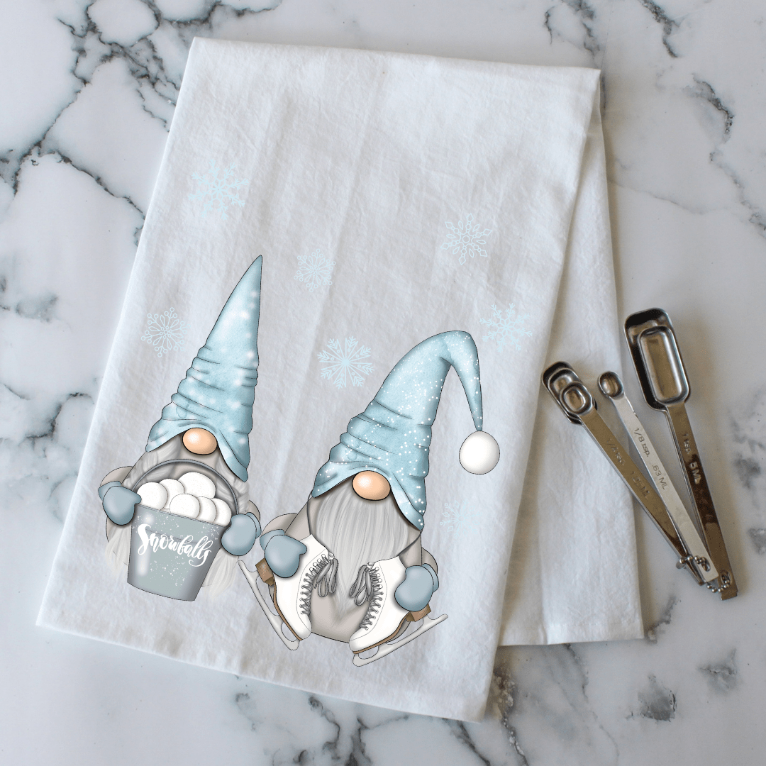 Snowballs & Skates Gnome Kitchen Towel