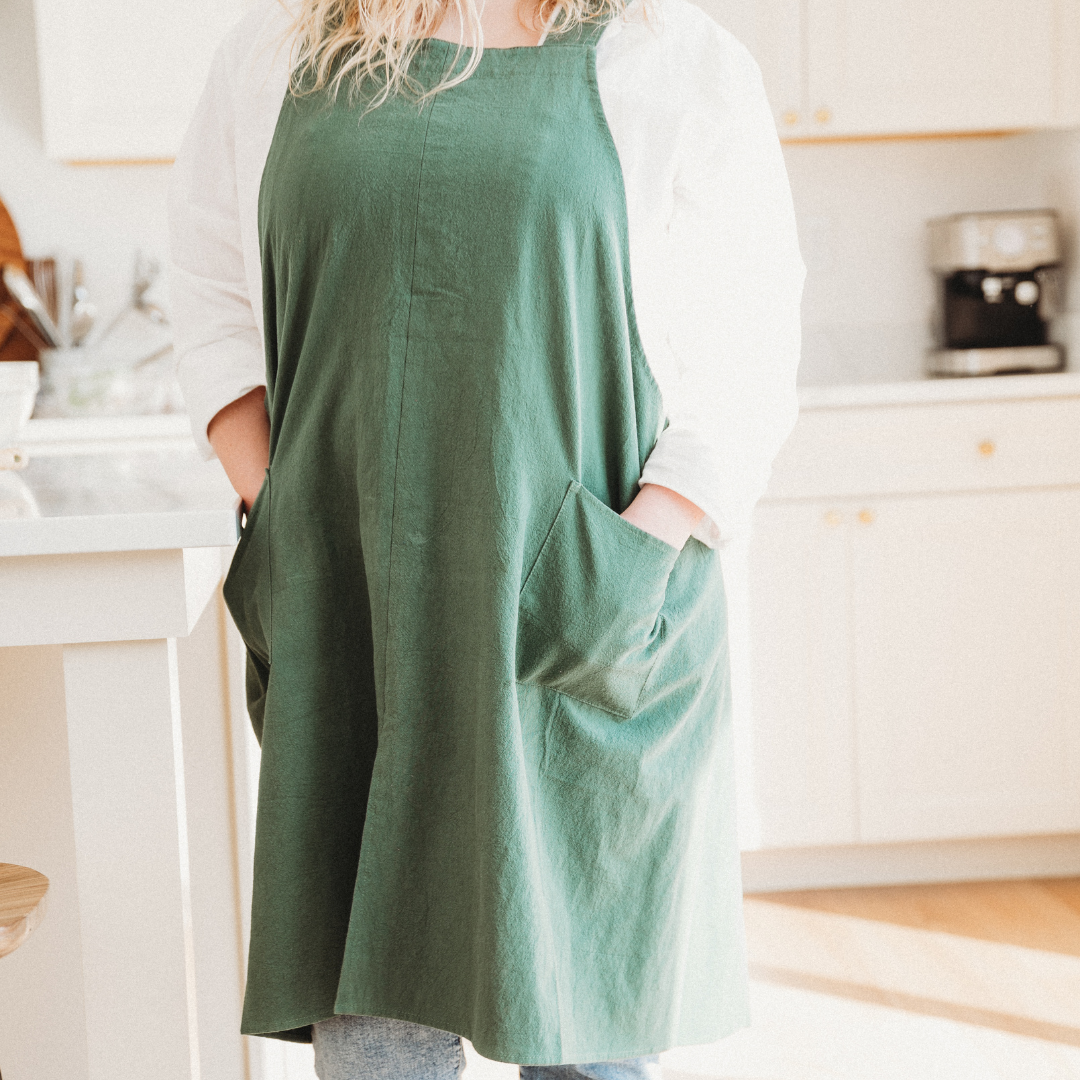 Cross Back Apron - Olive Green