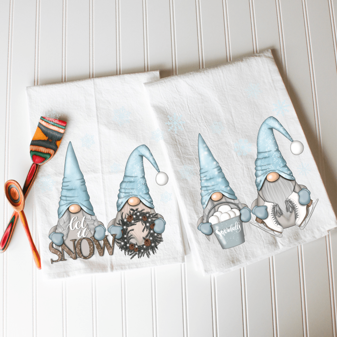 Winter Wreath Gnome Kitchen Towel