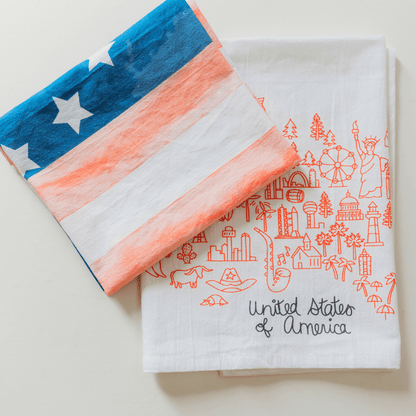 USA Travel Map - Flour Sack Towel