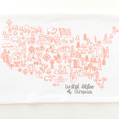 USA Travel Map - Flour Sack Towel