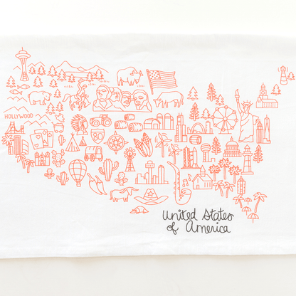 USA Travel Map - Flour Sack Towel