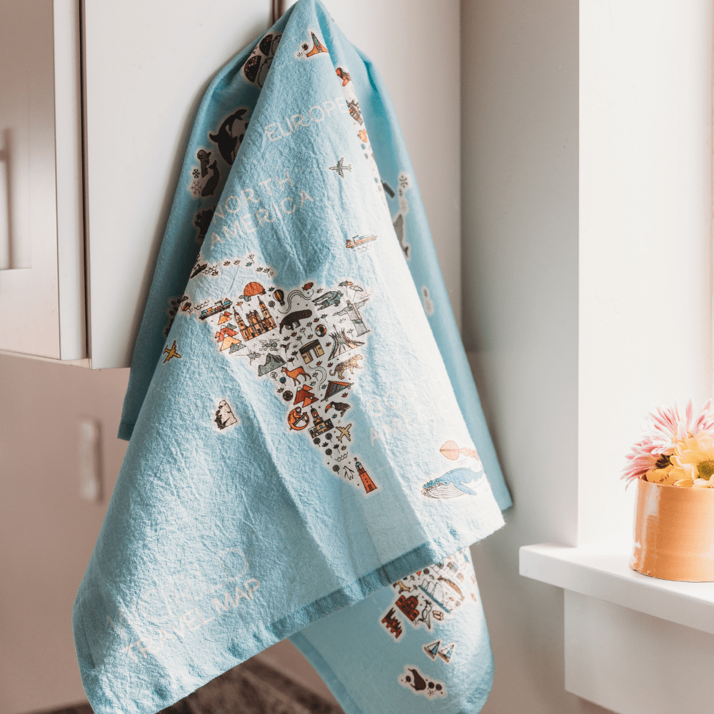 World Traveler Map - Flour Sack Towel