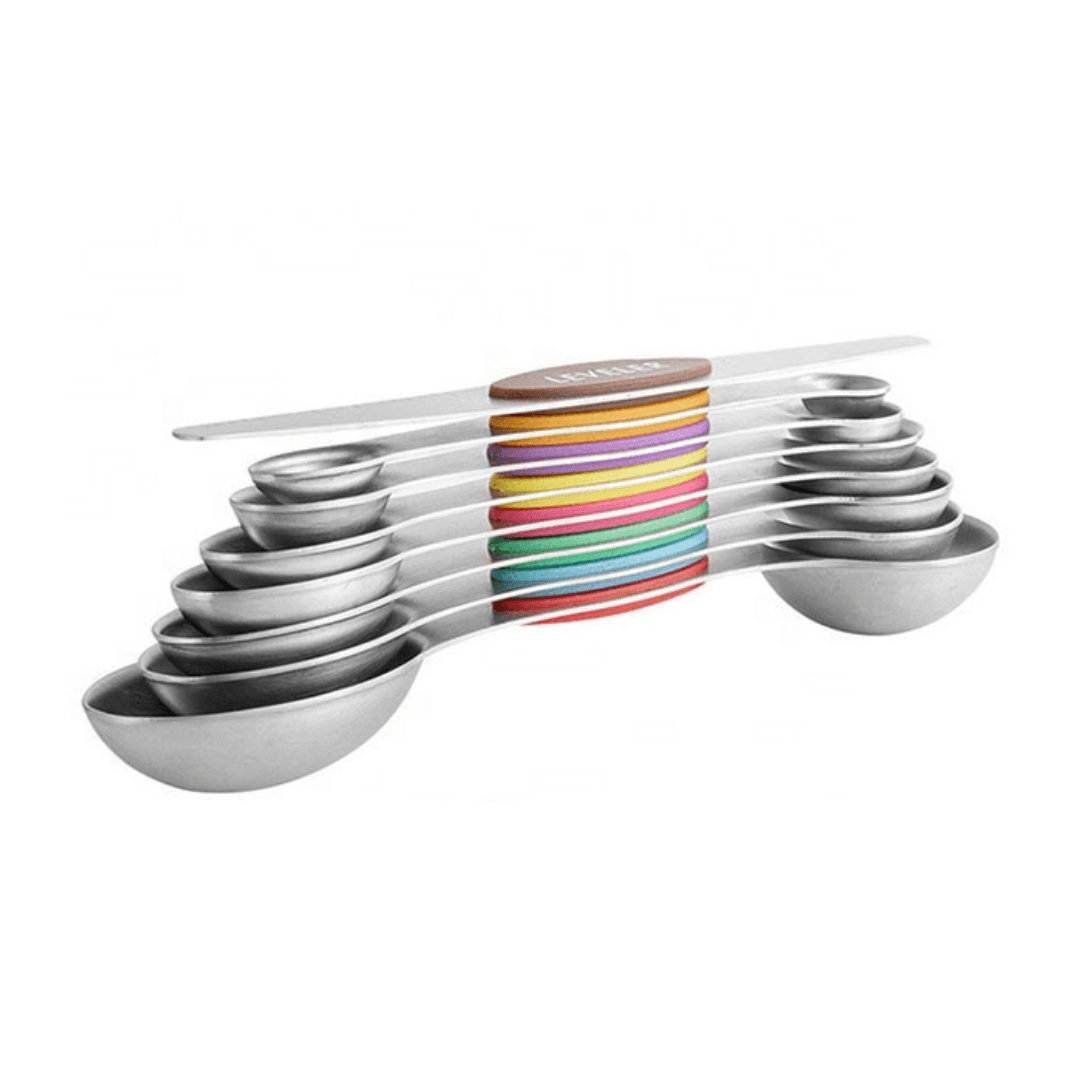 Magnetic Measuring Cups and Spoons Set Including 7 Stainless Steel Color