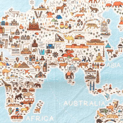 World Traveler Map - Flour Sack Towel