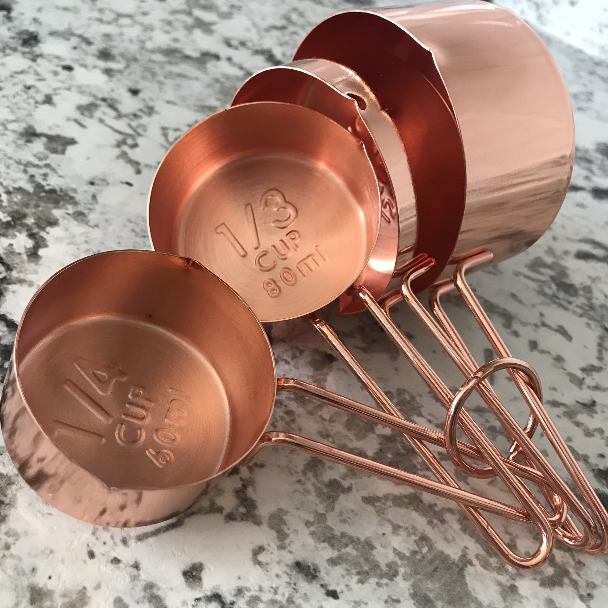 Rose Gold Stainless Steel Measuring Cups and Spoons 8 Pc Engraved  Measurements