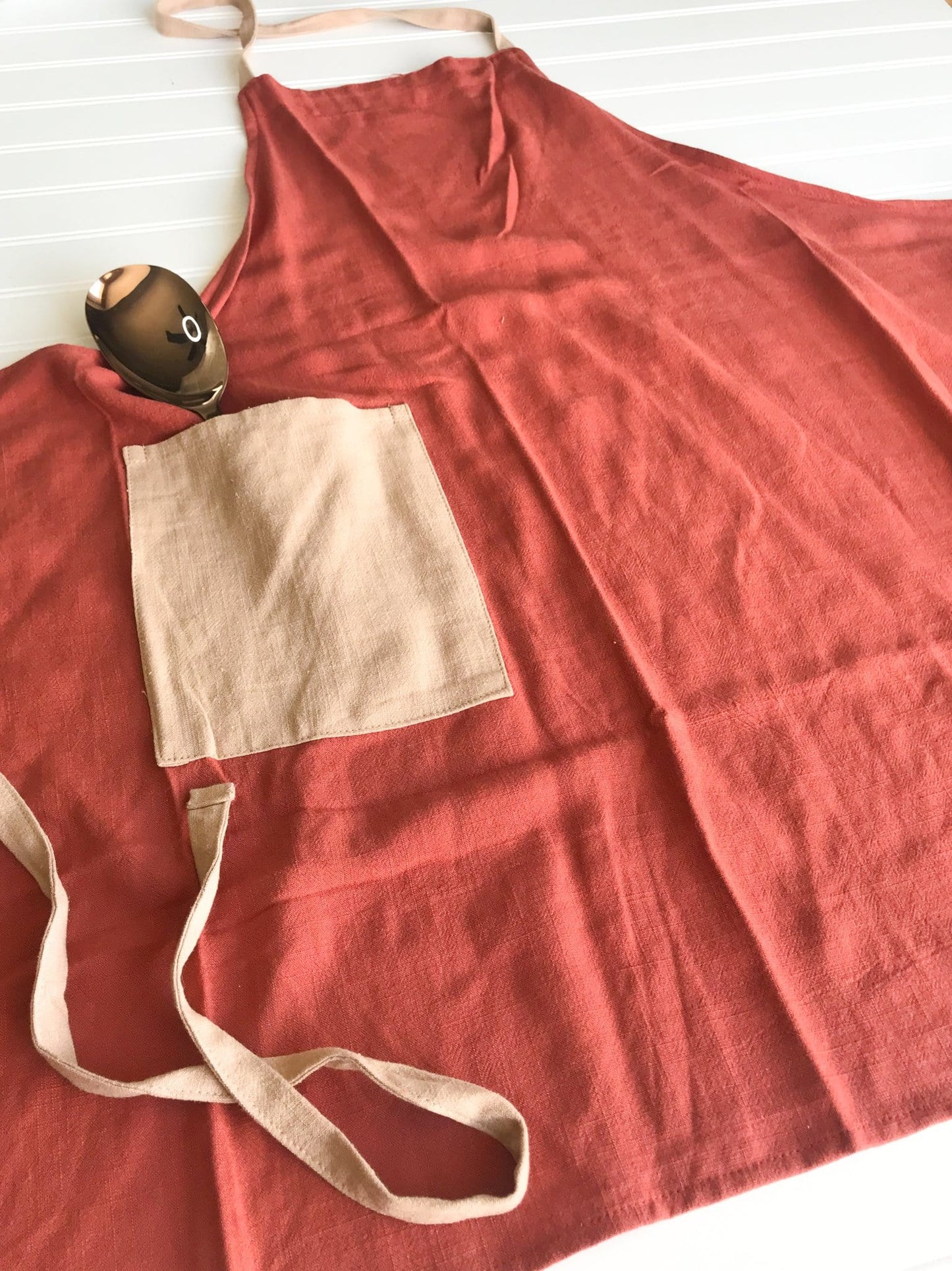 Orange Color Block All-Day Classic Apron