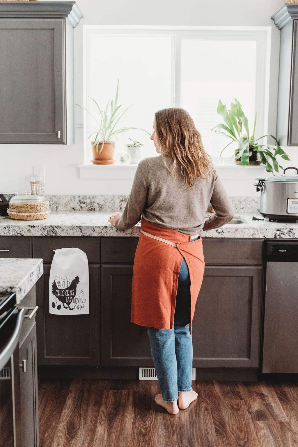 Orange Color Block All-Day Classic Apron