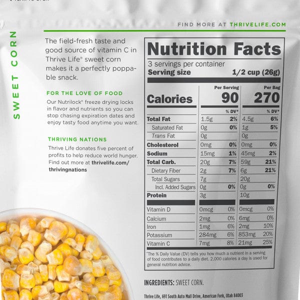 Freeze Dried Food Corn Snackie Size