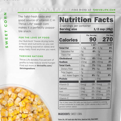 Freeze Dried Food Corn Snackie Size